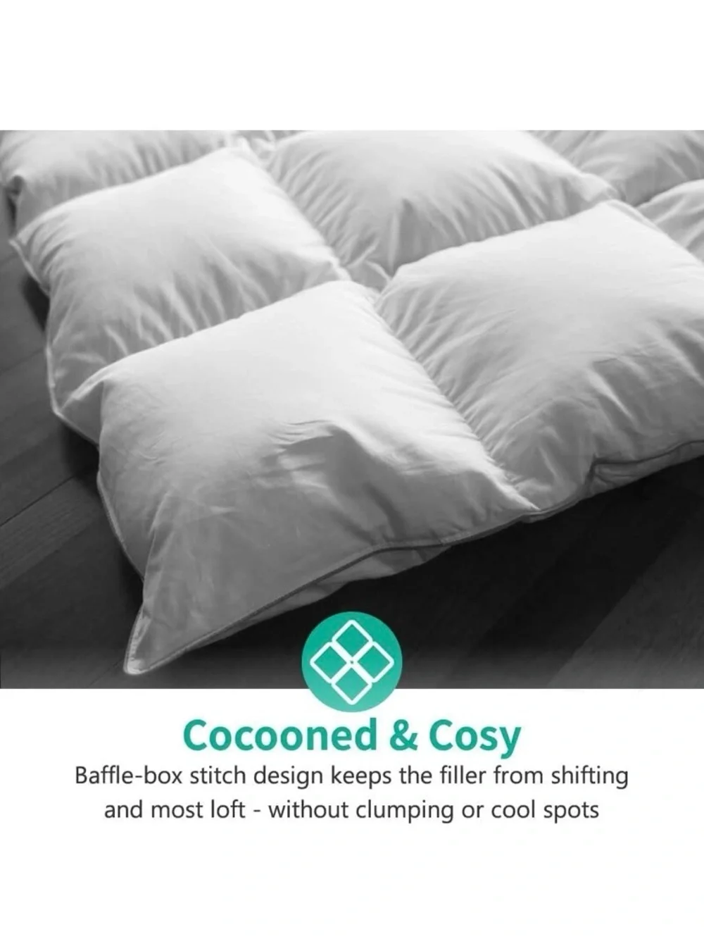 Lightweight All-Season Down Feather Fibers Comforter Queen/Full Duvet Insert